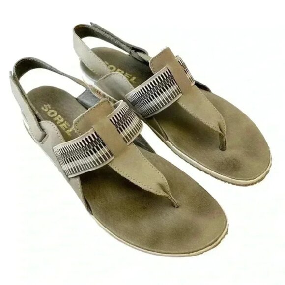 SOREL Out N About Plus Leather Walking Sandal Comfort Sporty Green Size 12 - Picture 4 of 16